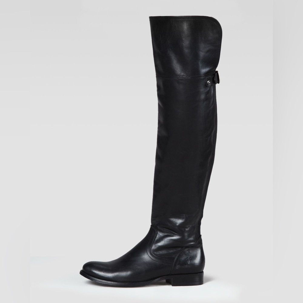 FRYE Black Leather Melissa Button Over The Knee Boots